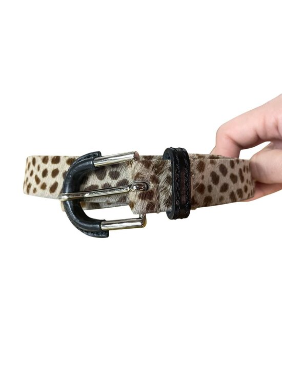 Lafayette 148 New York Calf Hair Leopard Animal Print Leather Belt Sz MED main image 3